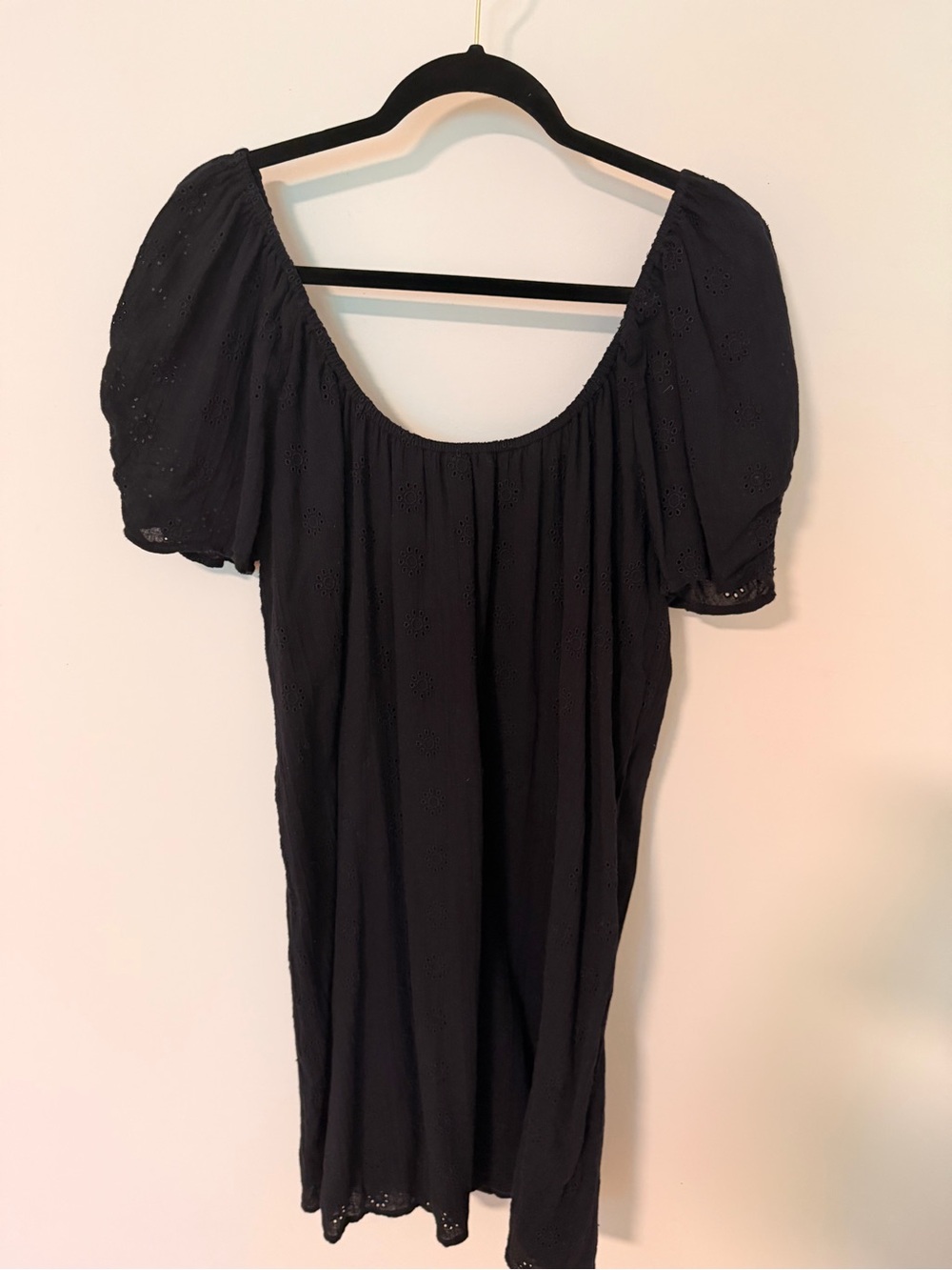 Black Puff Sleeve Cotton Dress